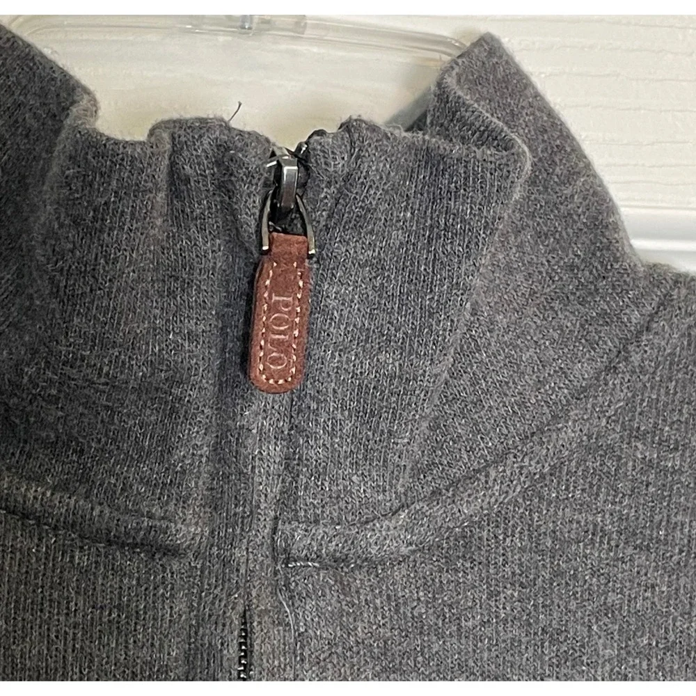 Polo Ralph Lauren Mens Estate Rib Quarter Zip Pullover‎ Charcoal Grey Large L